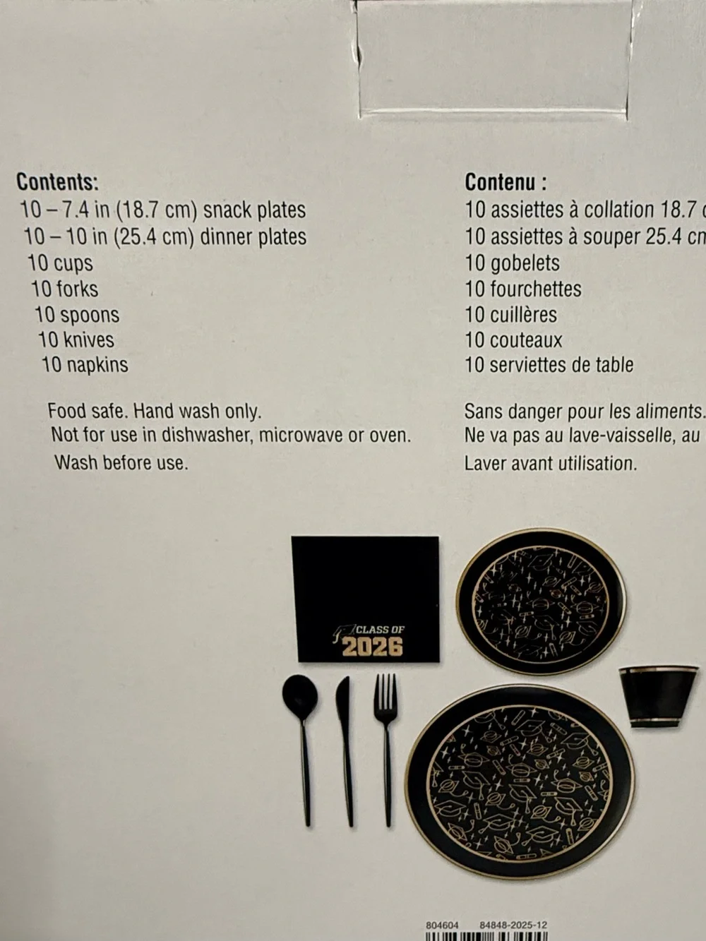 Class of 2026 Graduation Tableware Set for 10 | Black & Gold Party Supplies